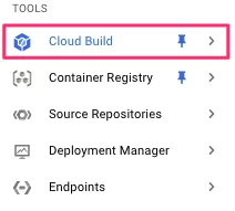 Cloud Build メニューを洗濯