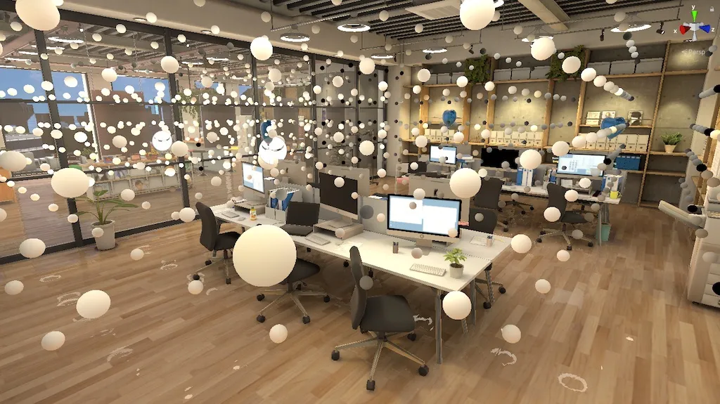 Lightmapベイク後のモデルとLightProbe