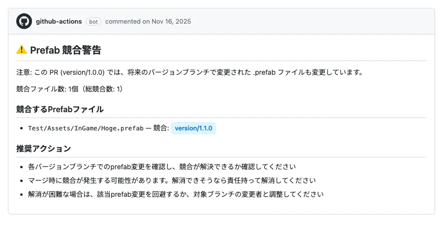 Checkerの警告PRコメント