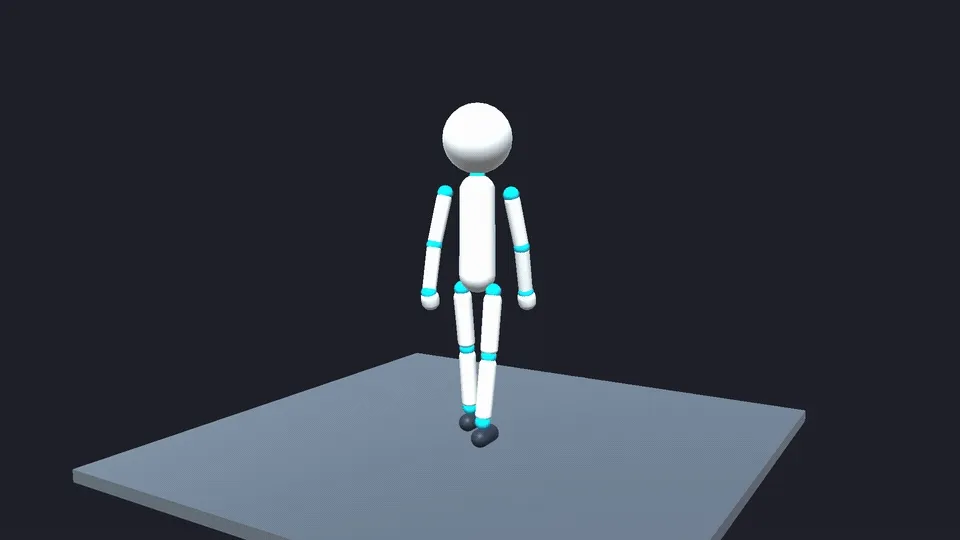 Unity ECSで歩行モーションを再生している様子