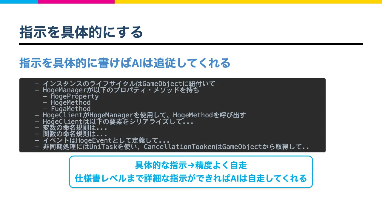 具体的な指示